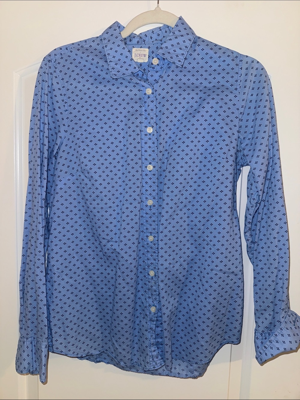 J. Crew Women’s “The Perfect Shirt” Blue Mini-Pattern Button-Down Shirt